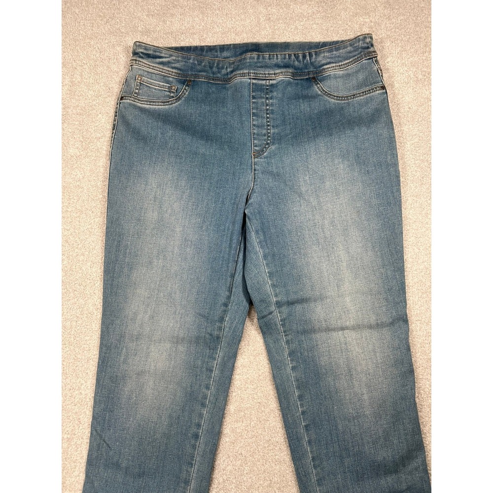 Chicos Medium Wash Blue Denim Pull On Ankle Pants Slim Comfort Stretch Size 2 - Picture 5 of 11